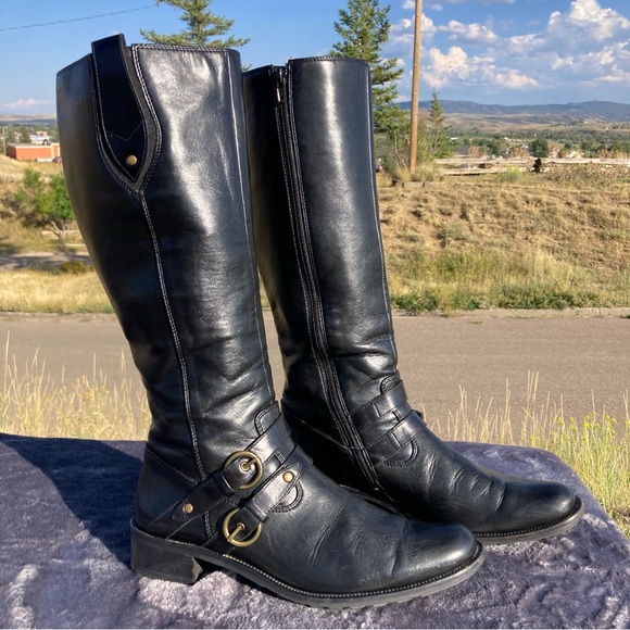 Paul Green, Black Leather Knee-High Boots, Size 9.5 - Picture 2 of 11